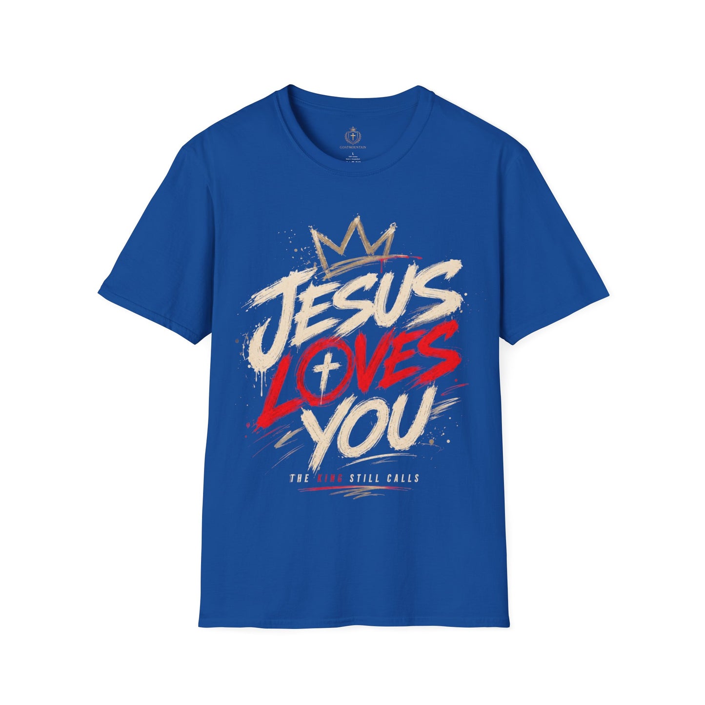 Jesus Loves You T-Shirt — Faith Graphic Tee with Crown & Cross