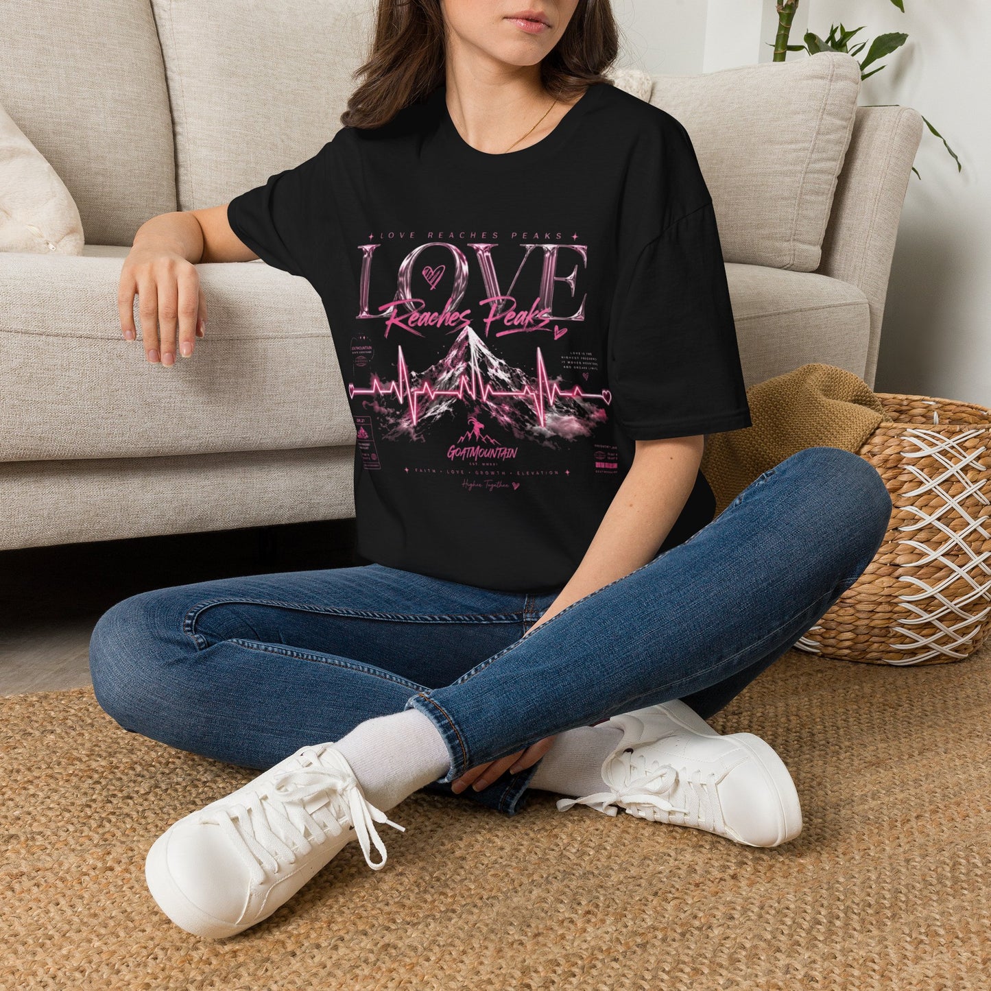 Love Reaches Peaks T-Shirt | GoatMountain Heartbeat Graphic Tee