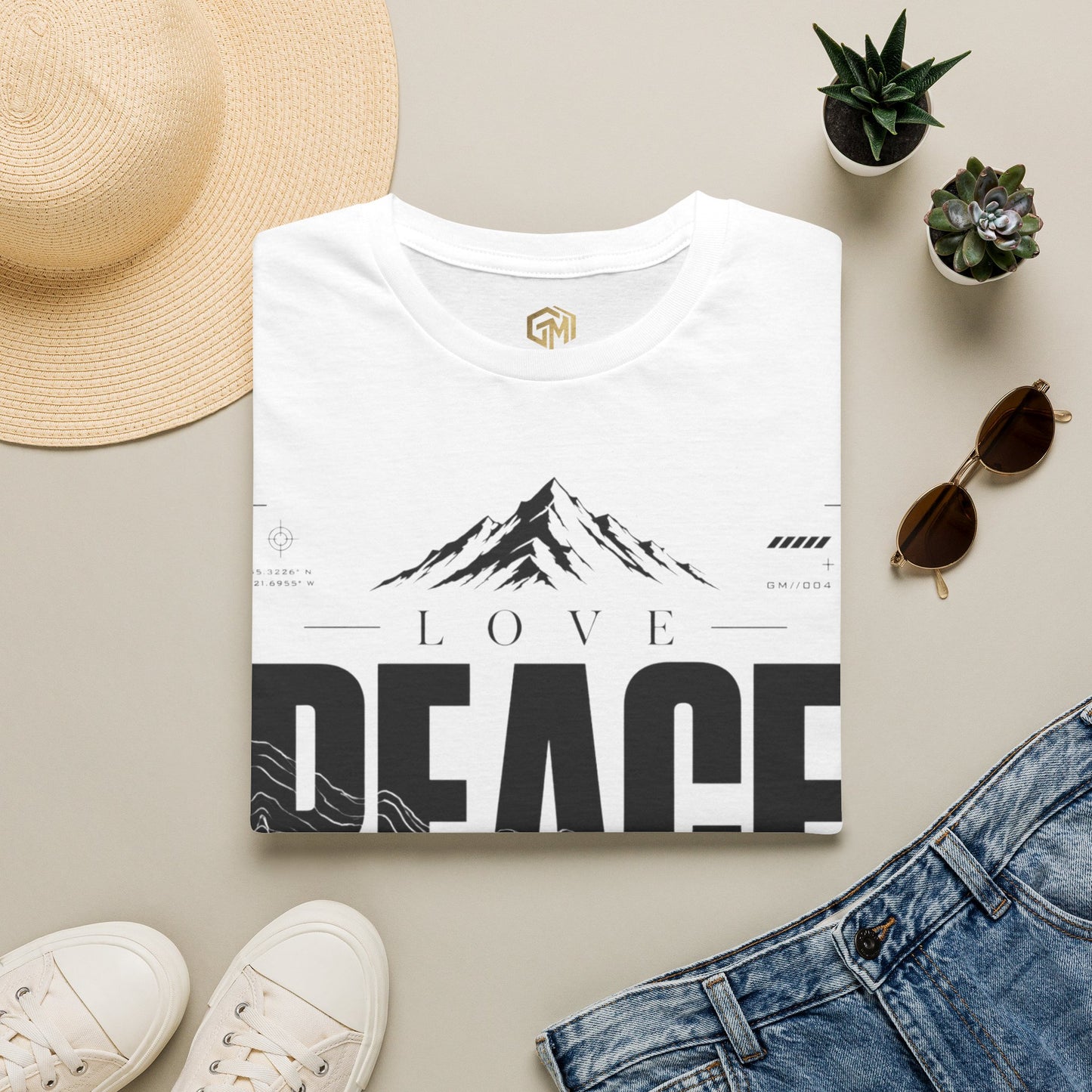 Love Peace Summit Mountain Tee — 'Love Peace' Graphic T-Shirt (Supports Archie Foundation)