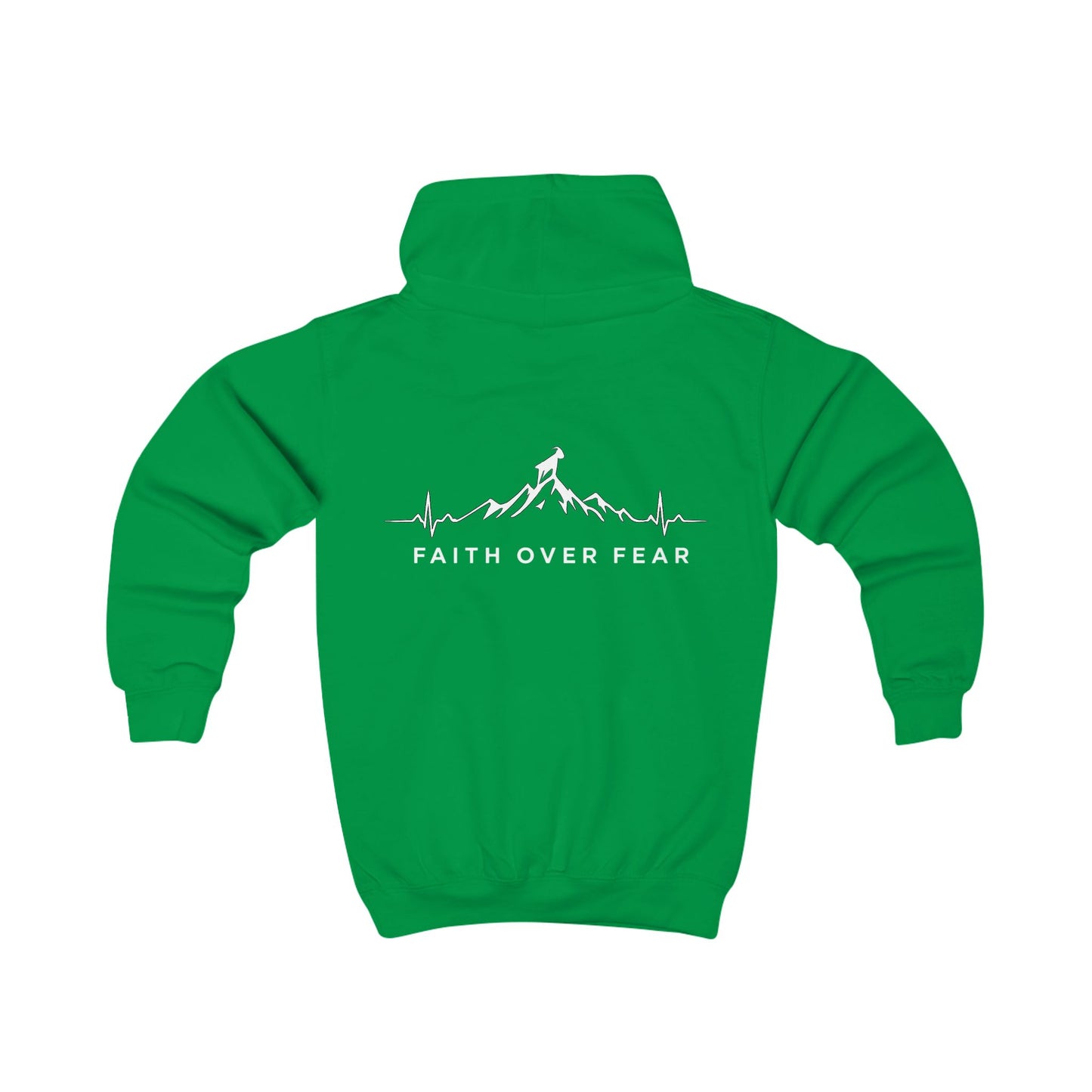 Kids Hoodie - GoatMountain "Faith Over Fear" Mountain Heartbeat Graphic Youth Sweatshirt
