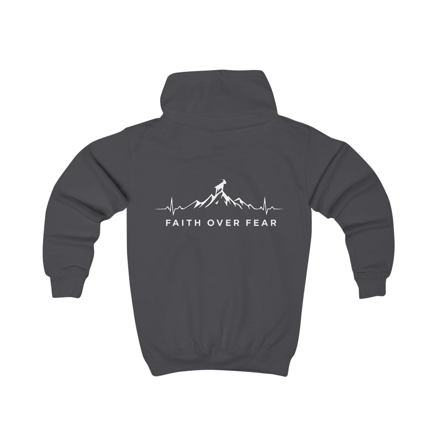 Kids Hoodie - GoatMountain "Faith Over Fear" Mountain Heartbeat Graphic Youth Sweatshirt