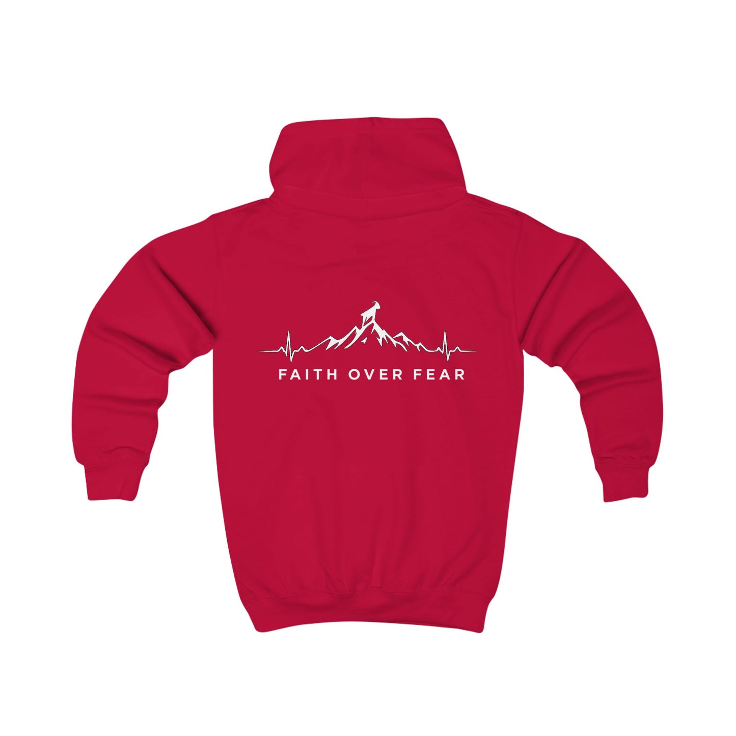 Kids Hoodie - GoatMountain "Faith Over Fear" Mountain Heartbeat Graphic Youth Sweatshirt