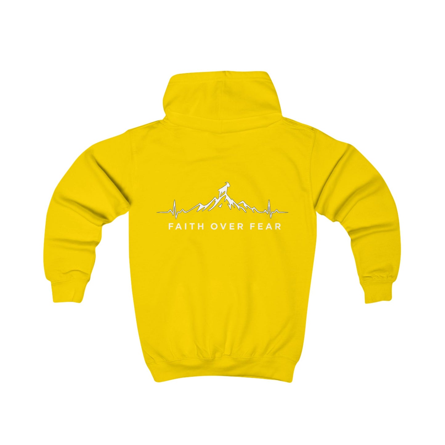 Kids Hoodie - GoatMountain "Faith Over Fear" Mountain Heartbeat Graphic Youth Sweatshirt
