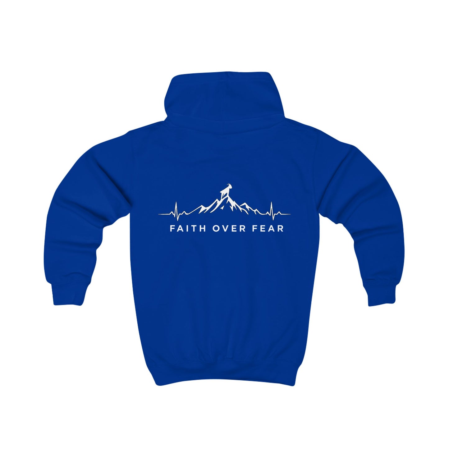 Kids Hoodie - GoatMountain "Faith Over Fear" Mountain Heartbeat Graphic Youth Sweatshirt