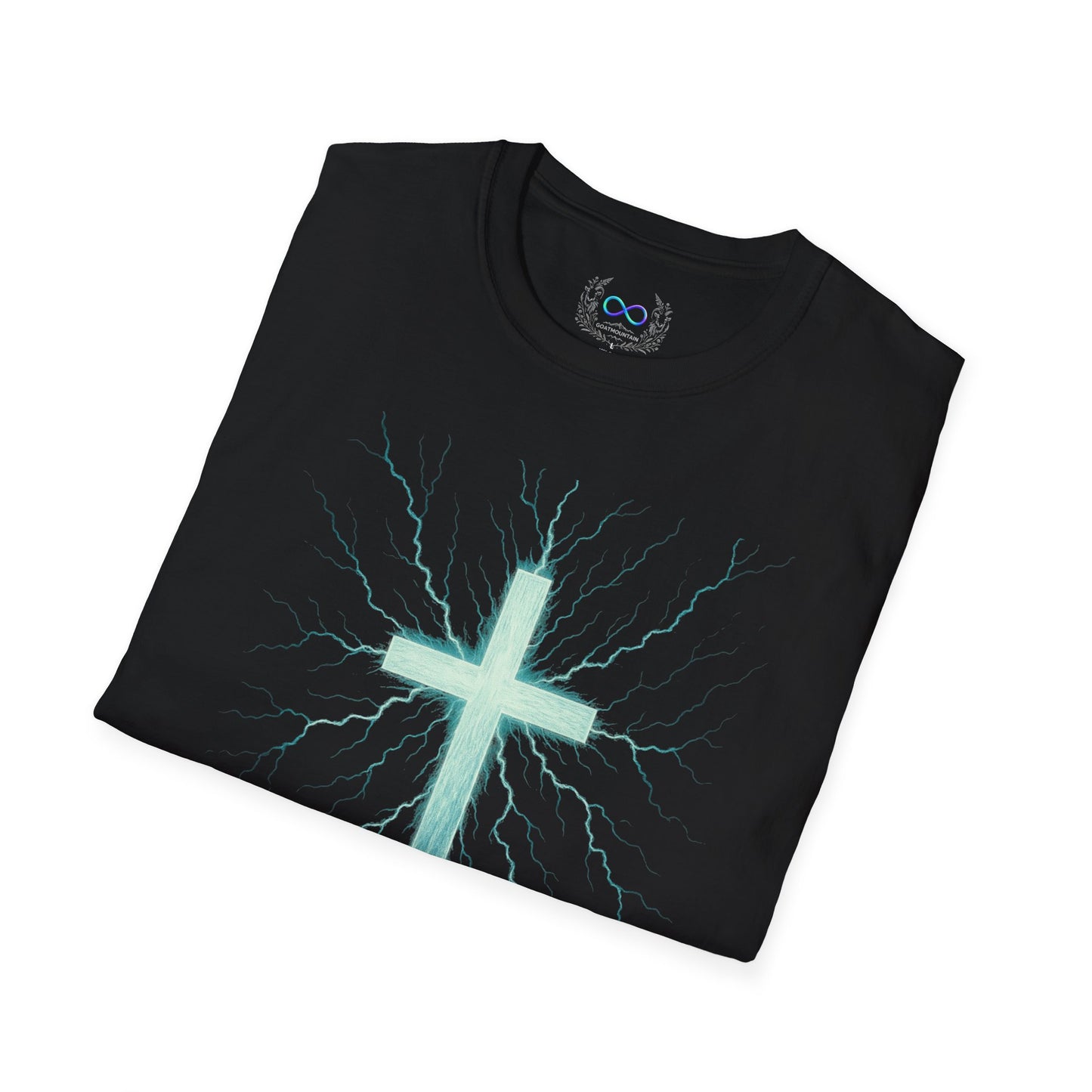 Christian Cross T-Shirt — Watercolor Lightning Faith Tee