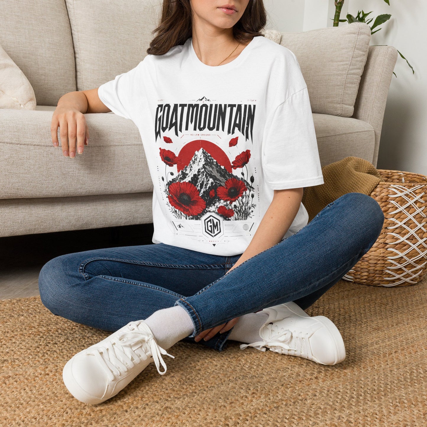 GoatMountain T-Shirt — Vintage Mountain & Poppy Graphic Tee