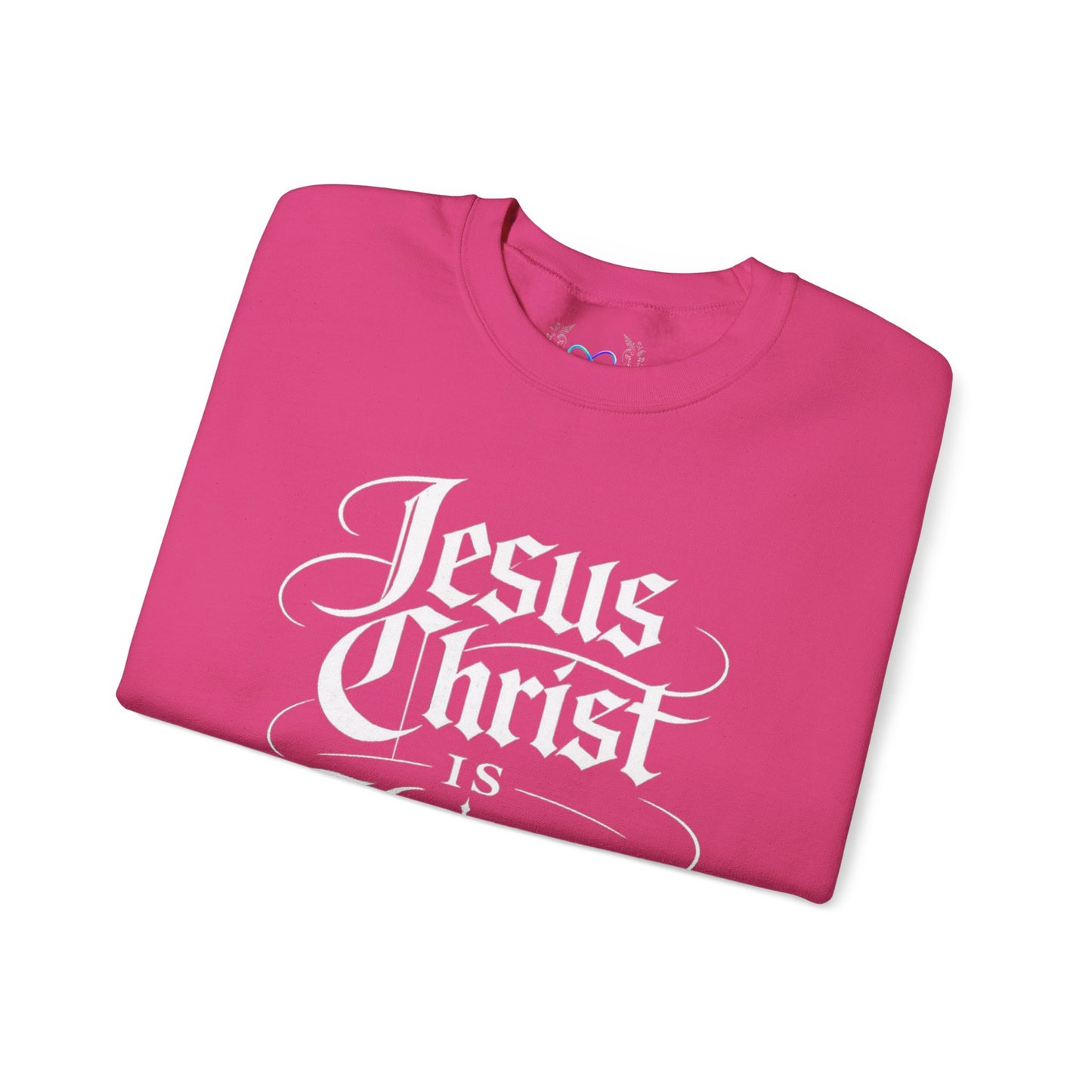 Jesus Christ Is King Crewneck Sweatshirt — Christian Faith Graphic Pullover (Alpha & Omega)