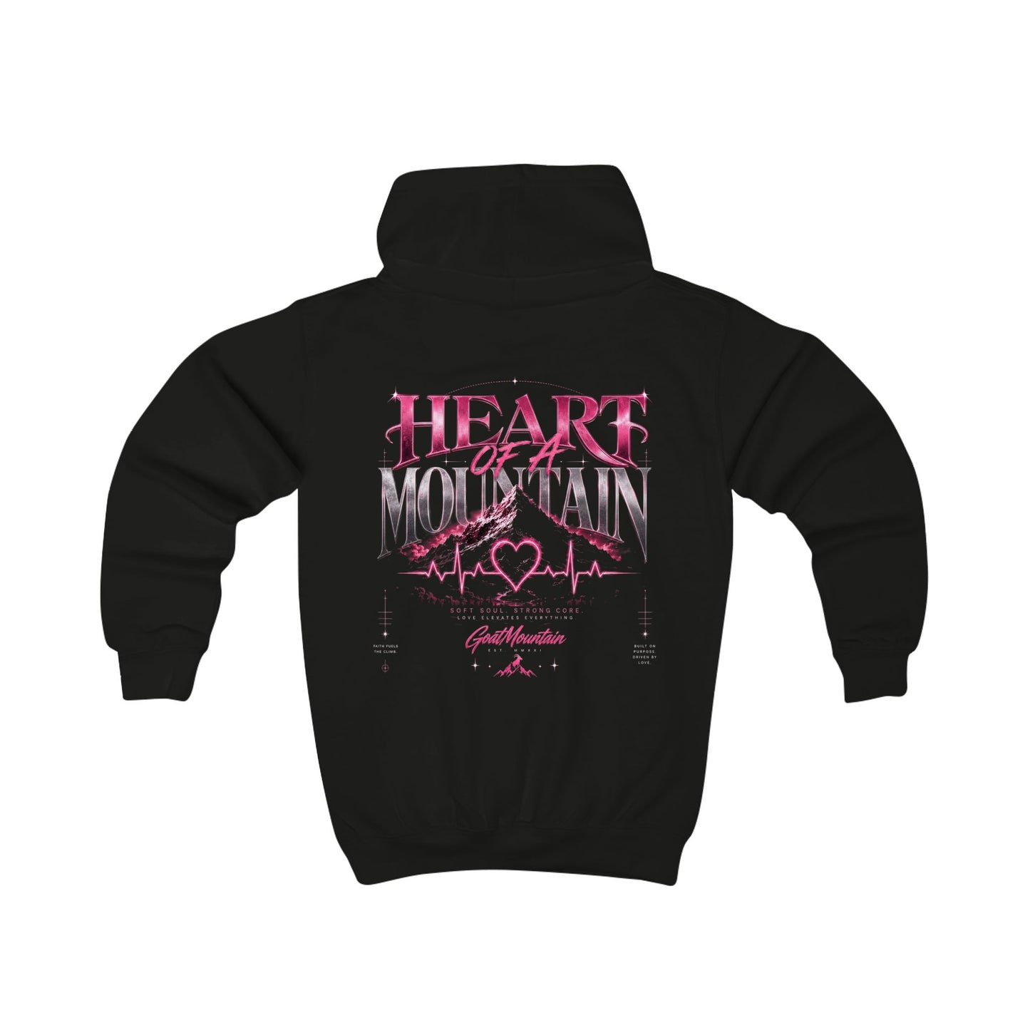 Kids Hoodie — Heart of Mountain Pink Logo Hoodie (GoatMountain)