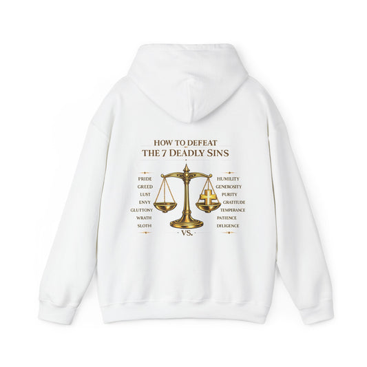 Hoodie — "How to Defeat the 7 Deadly Sins" Scales Graphic Back Print