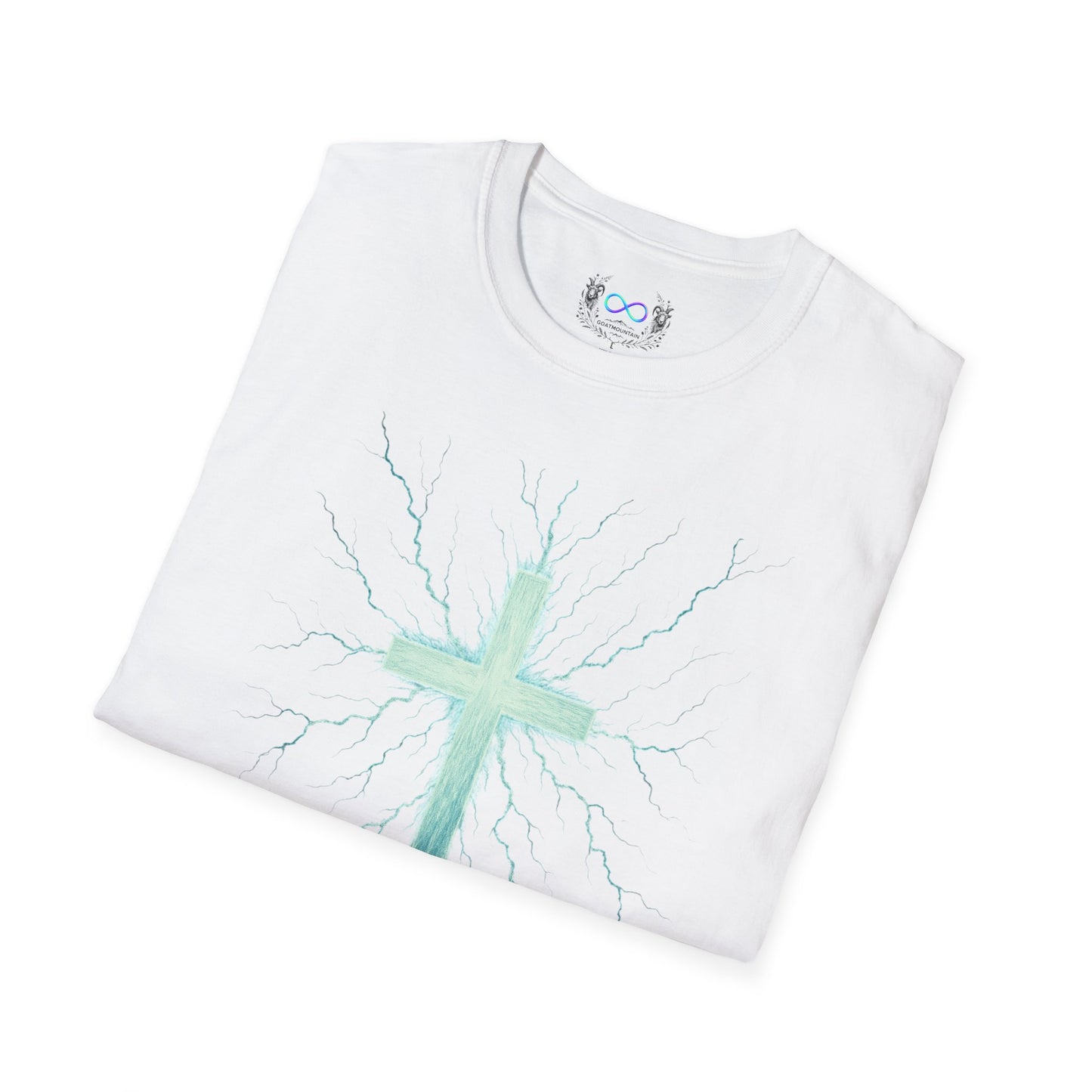 Christian Cross T-Shirt — Watercolor Lightning Faith Tee