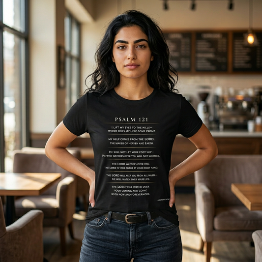 Full Psalm 121 T-Shirt — Comfort & Strength Inspirational Scripture T-shirt