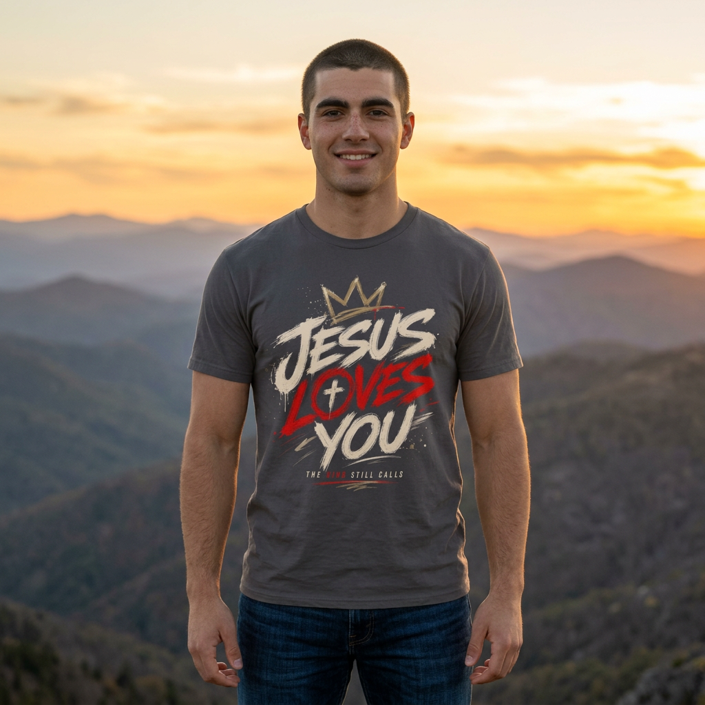 Jesus Loves You T-Shirt — Faith Graphic Tee with Crown & Cross