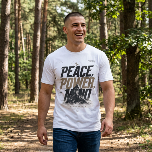 Peace Power Mind T-Shirt — Motivational Mountain Graphic Tee