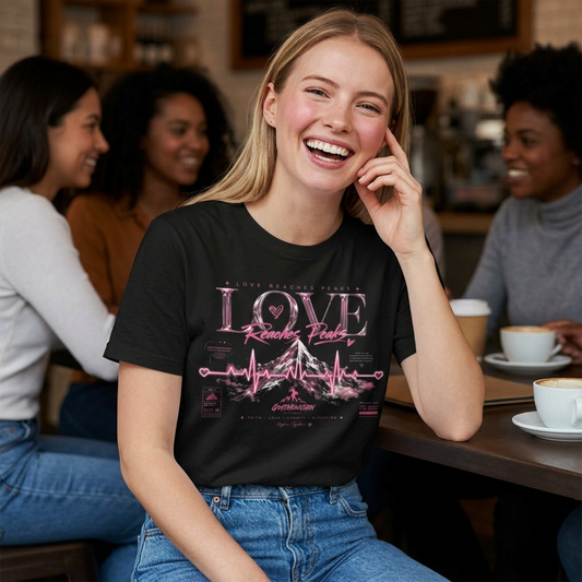 Love Reaches Peaks T-Shirt | GoatMountain Heartbeat Graphic Tee