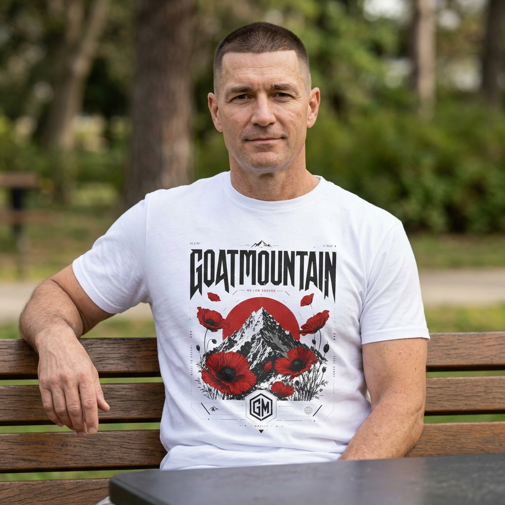 GoatMountain T-Shirt — Vintage Mountain & Poppy Graphic Tee