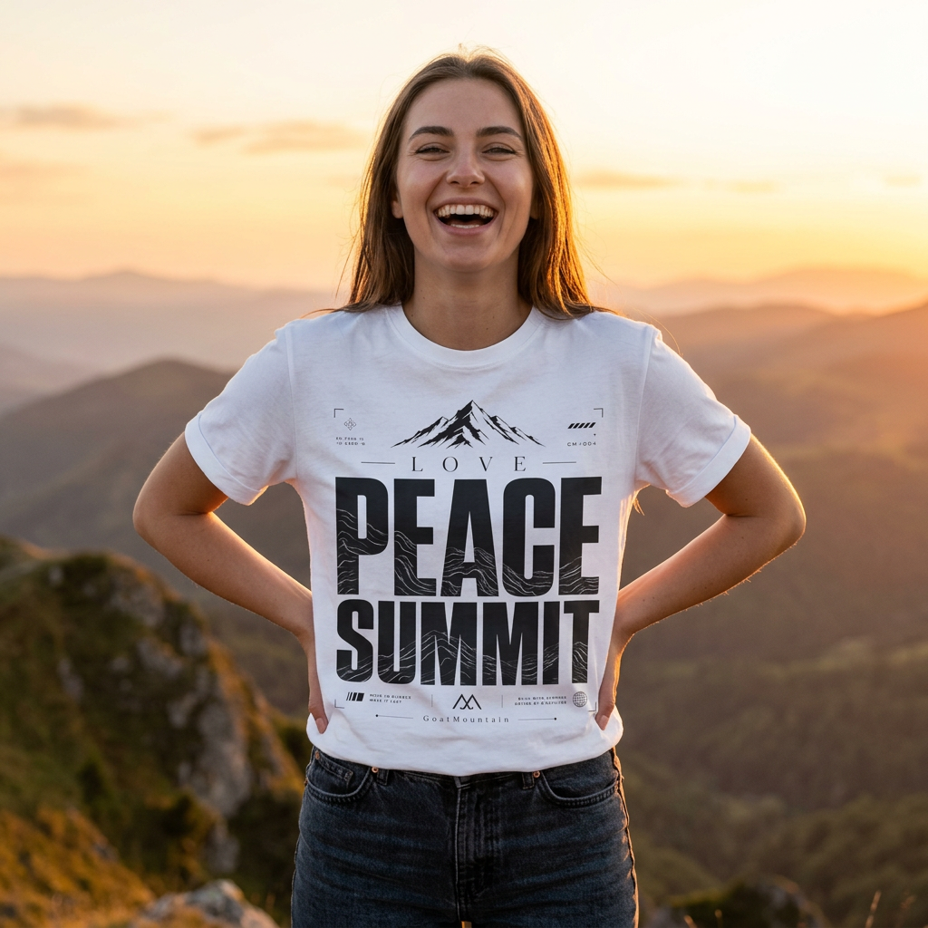 Love Peace Summit Mountain Tee — 'Love Peace' Graphic T-Shirt (Supports Archie Foundation)