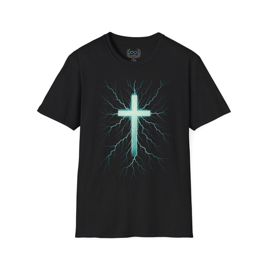 Christian Cross T-Shirt — Watercolor Lightning Faith Tee