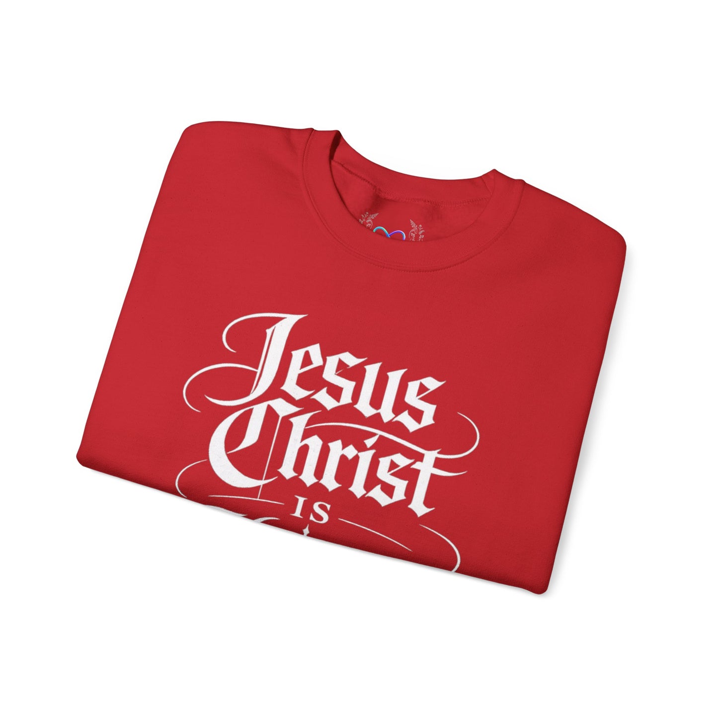 Jesus Christ Is King Crewneck Sweatshirt — Christian Faith Graphic Pullover (Alpha & Omega)