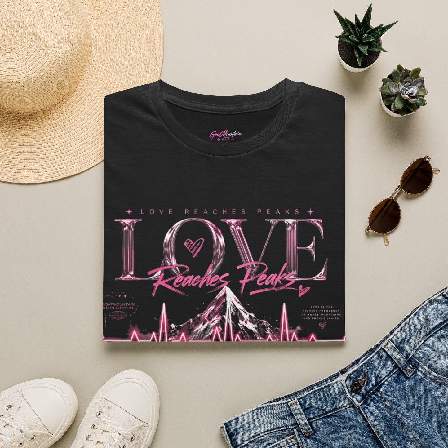 Love Reaches Peaks T-Shirt | GoatMountain Heartbeat Graphic Tee