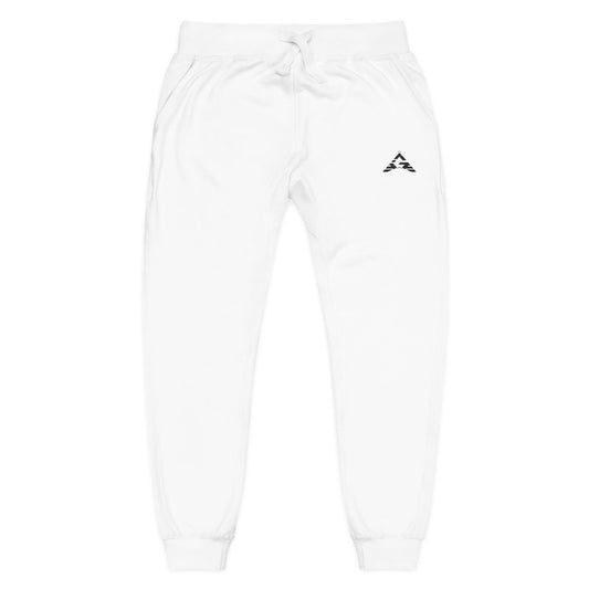 White Embroidered Upward G - Cotton Fleece Jogger Trousers