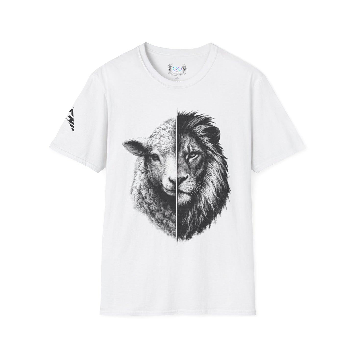 Lion and Lamb Half-Face T-Shirt — Duality (Faith & Strength)