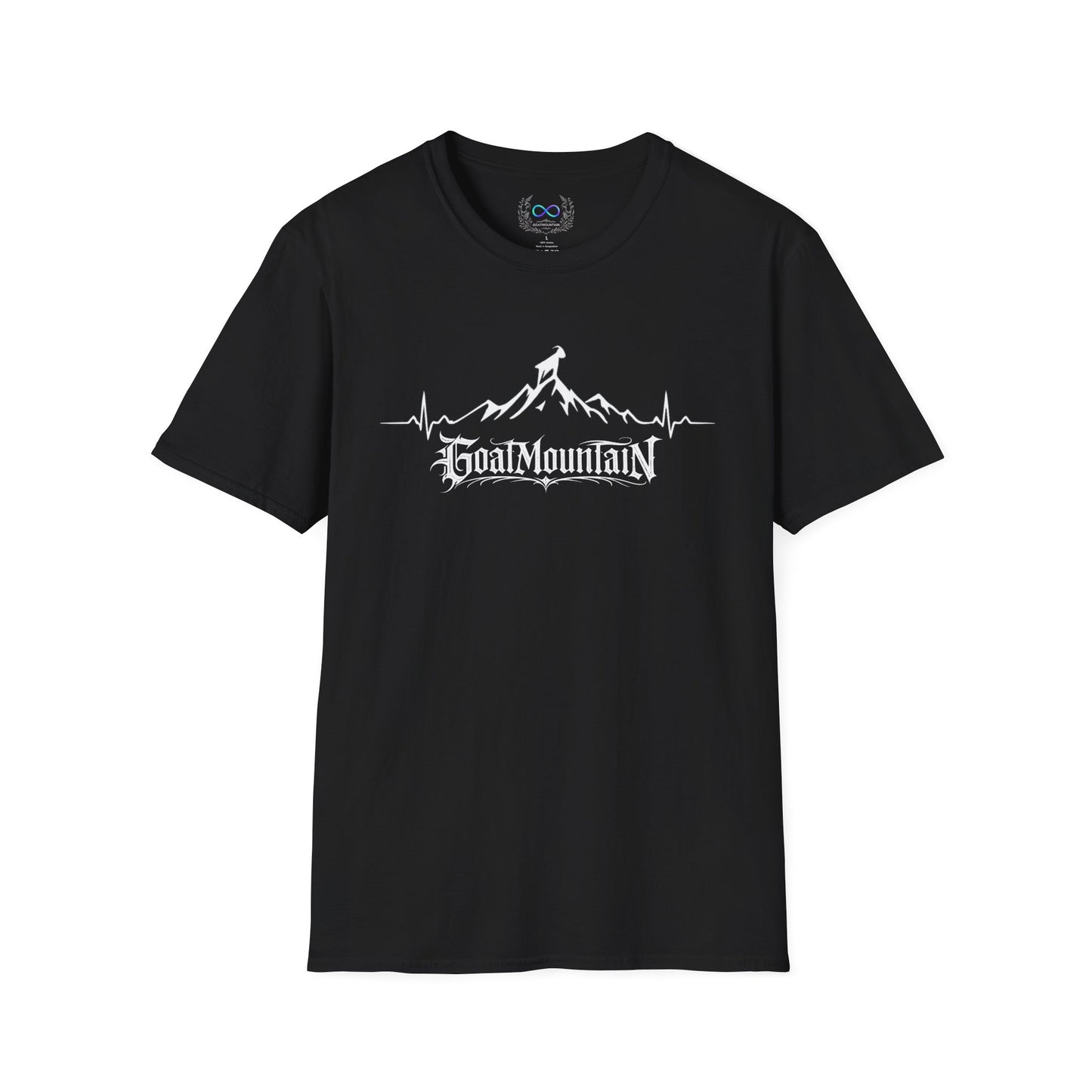 Mountain Climber T-Shirt — "GoatMountain" Graphic Tee with Peak & Heartbeat Design