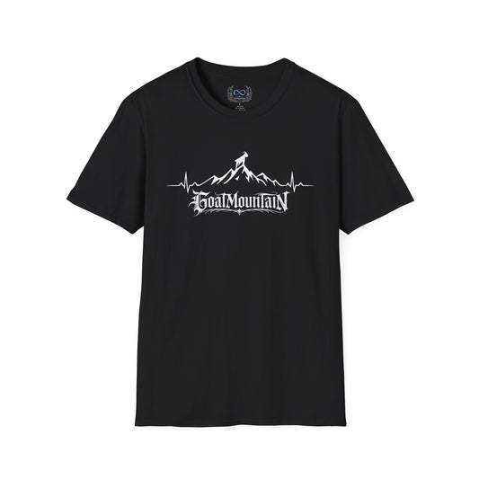 Mountain Climber T-Shirt — "GoatMountain" Graphic Tee with Peak & Heartbeat Design